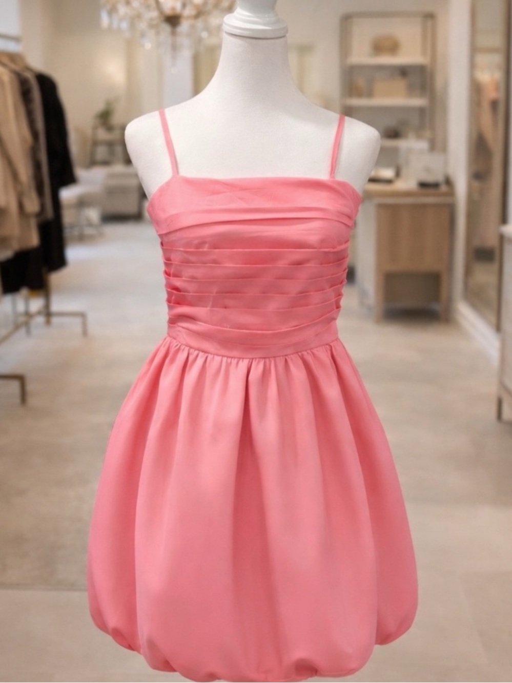 white birch Pink Spaghetti-Strap Bubble Dress